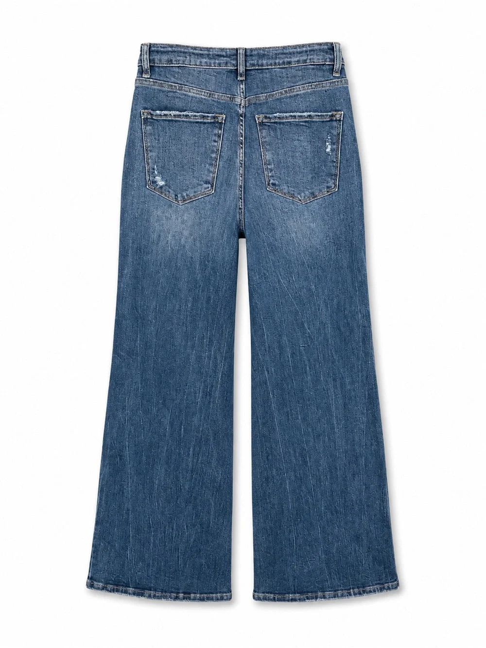 Risen Jeans Size 15/32 High Rise Distressed Wide Leg Blue Denim Jeans